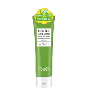 MizuMi Gentle Acne Wash ขนาด ขนาด45ml. (Face and Body) เจลล้างหน้าและอาบน้ำ ฆ่าเชื้อ แบคทีเรียสิว 99.9%