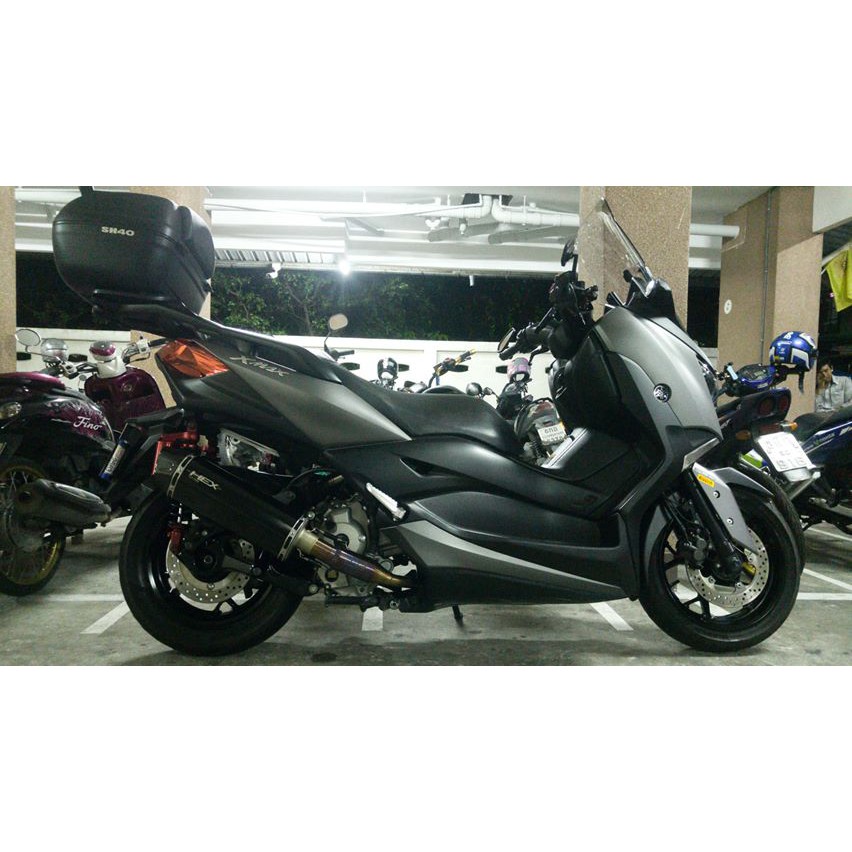 PR2 ชุดฟลูท่อใส่รถ YAMAHA X-MAX ปลายท่อทรง HEX ชุบสีดำเงา