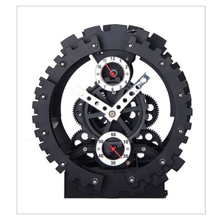 นาฬิกาตั้งโต๊ะปลุกฟันเฟืองดำ Black Gear Clock