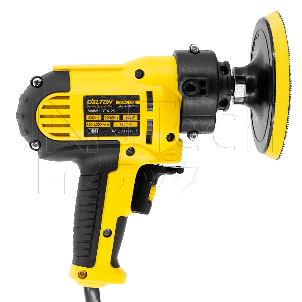 DELTON เครื่องขัดสีรถยนต์ ขนาด 5 นิ้ว ขัดเงา/กระดาษทราย รุ่น DT-6125 แถมฟรี! ผ้าขนแกะขัดสี ฟองน้ำขัดสี ครบชุด!! - รูปที่ 4