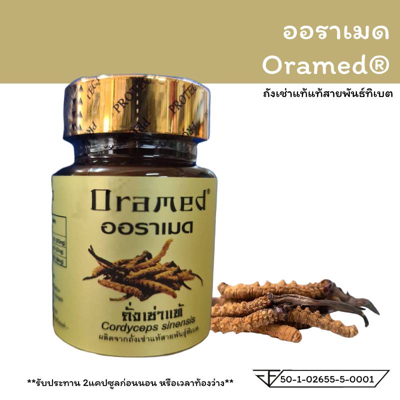 ( ของแท้ 100 % ) Oramed ผลิตจากถังเช่าแท้สายพันธุ์ทิเบต Cordyceps sinensis