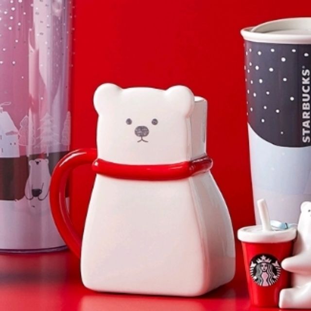 แก้วหมี Polar Bear Starbucks Christmas Collection 2019 มีกล่องค่ะ