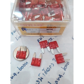 ฟิวส์ เสียบ เล็ก ( 5ตัว ) 10 A แอมป์ amp Small Fuse สีแดง (เล็กขายาว) PHILLIS ATY Blade Fuse ฟิว เสียบ ฟิวซ์ แอม จิ๋ว