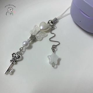 🛒 พร้อมส่ง📓♡ keychain | สายห้อยโทรศัพท์ | พวงกุญแจ ૮₍˶ᵔ ᵕ ᵔ˶₎ა 🤍 ผีเสื้อ จี้กุญแจ จี้ดาว🌷อ่านรายละเอียดก่อนสั่งด้วยนะคะ🌷