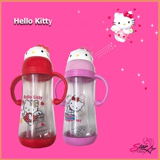 Kitty กระติกน้ำเด็ก ยกดื่ม หลอดเด้ง กระบอกน้ำเด็ก ลายการ์ตูน (สีแดง1ชิ้น)