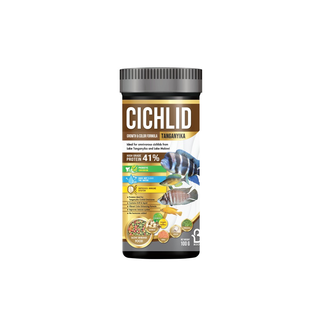 Boost Cichlid Tanganyika บูสท์ อาหารปลาหมอสีแทนกันยิกา ปลาหมอสีกินเนื้อ เม็ดจมช้า