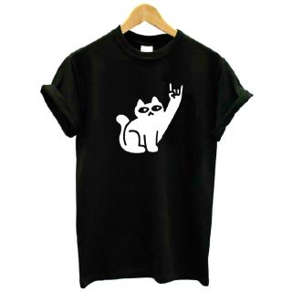 เสื้อยืด Cats Like Metal Print Women Tshirt Cotton Casual Funny T Shirt for Lady Yong Girl Top Tee Hipster Tumblr