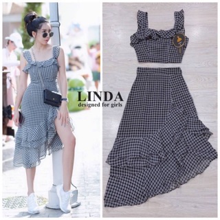 Set เสื้อครอป+กระโปรง (XS/S/M) By LINDA