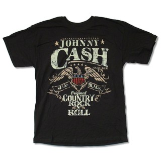 เสื้อยืดอินเทรนด์ผู้ชายอินเทรนด์ผู้หญิงเสื้อยืดแขนสั้นพิมพ์ลาย Johnny Cash Rnr สําหรับผู้ชายS-3XL