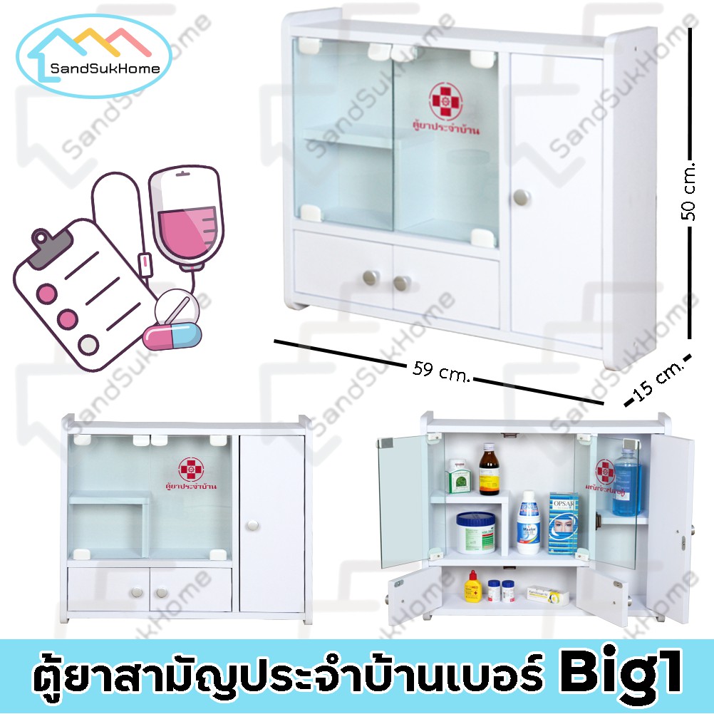 SandSukHome ตู้ยาสามัญประจำบ้าน ติดผนัง ชั้นวางของ กล่องเก็บของ จัดระเบียบเก็บยาให้เป็นที่ รูปที่ 6
