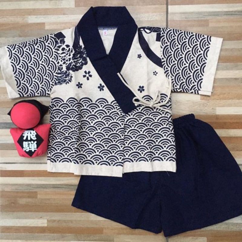 ชุดยูกาตะเด็ก เสื่อ+กางเกงขาสั้น ชุดอาเซียนประเทศญี่ปุ่น แฟนซี น้อง 8เดือน-6ปี พร้อมส่ง ยูกาตะปลาคาฟขาสั้น