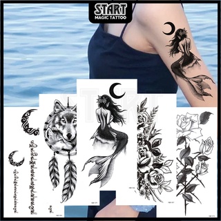 【Start Magic Tattoo】สติกเกอร์รอยสักชั่วคราว กันน้ํา ติดทนนาน 2 สัปดาห์ 210 มม. × 115 มม. 15 วัน 080