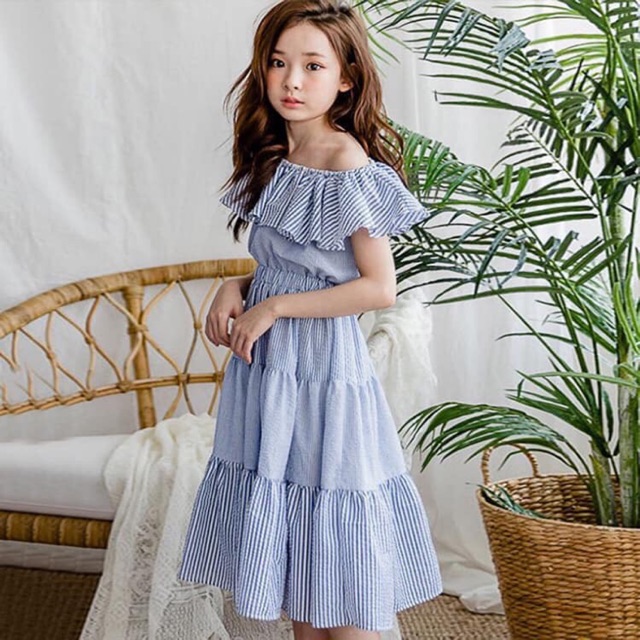 เดรสตัวยาว เกาะอก สีฟ้า / B10 / 530