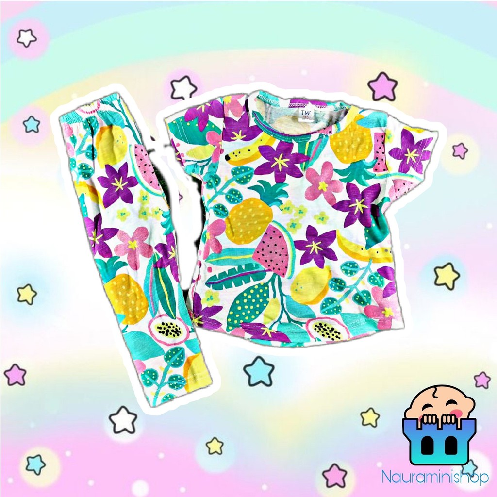 PYJAMAS / PYJAMAS TEMBIKAI WHITE 1Y-6Y (เสื้อผ้าเด็ก/ชุดนอน/เสื้อผ้าเด็ก/เด็ก)