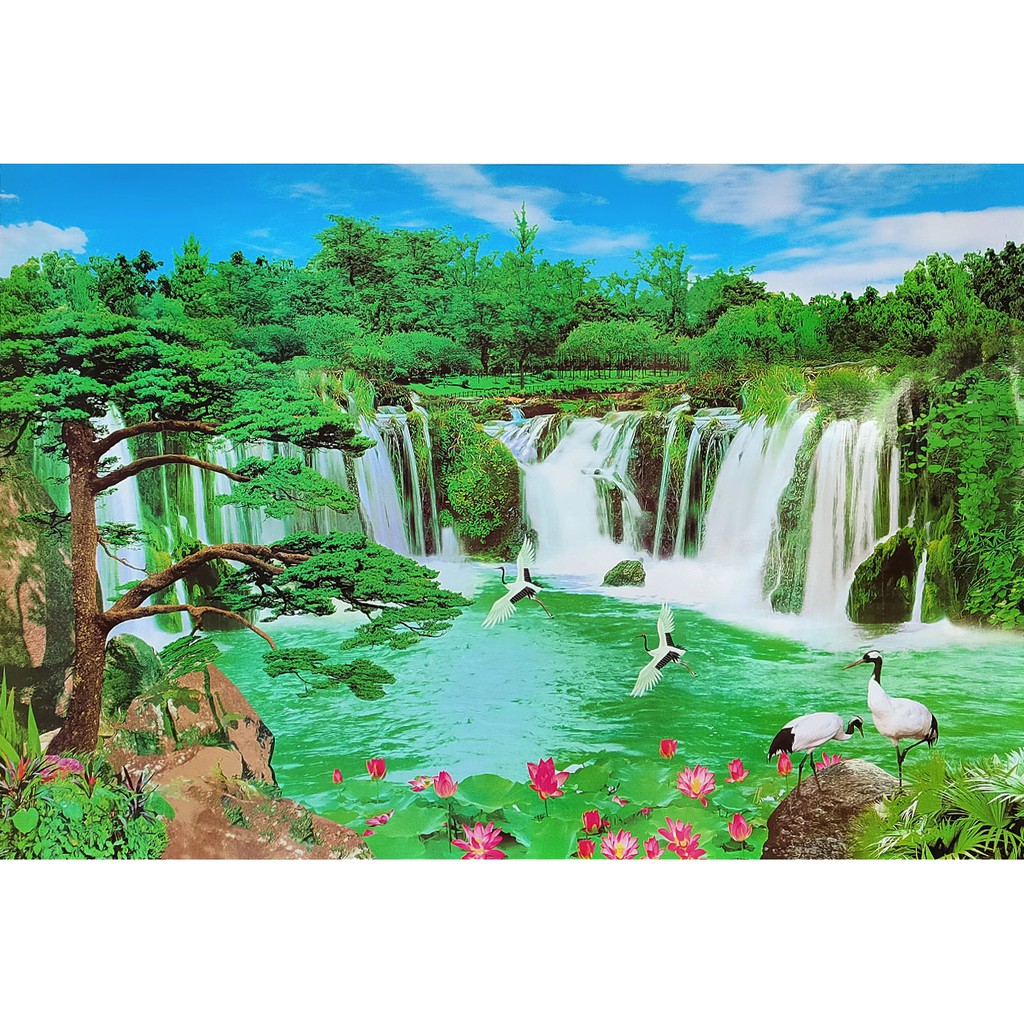 โปสเตอร์ รูปถ่าย น้ำตก วิว ธรรมชาติ ภาพมงคล เสริมฮวงจุ้ย Landscapes Nature POSTER 23”x34” Inch Waterfalls Mountain V10