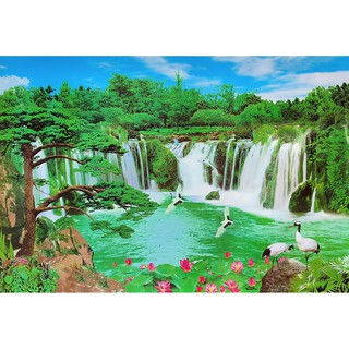 โปสเตอร์ รูปถ่าย น้ำตก วิว ธรรมชาติ ภาพมงคล เสริมฮวงจุ้ย Landscapes Nature POSTER 23”x34” Inch Waterfalls Mountain V10