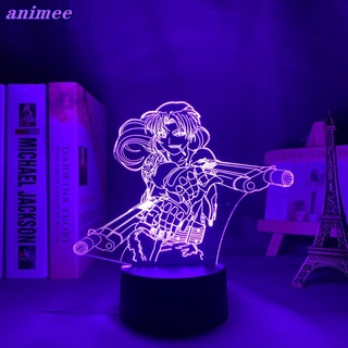 โคมไฟตั้งโต๊ะ Led รูปการ์ตูนอนิเมะ Lagoon Revy 3d สีดํา สําหรับตกแต่งห้องนอน