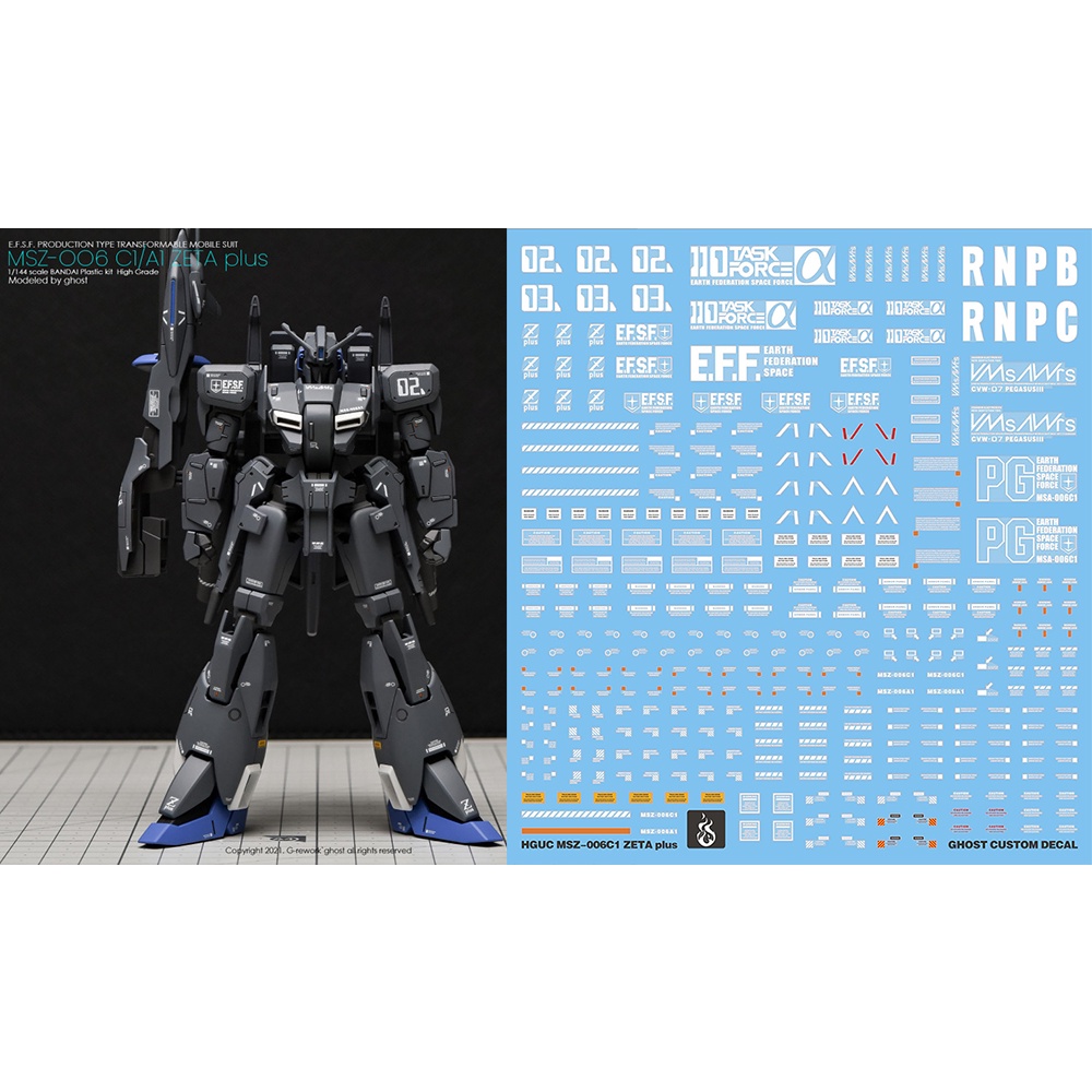 YAN GHOST HGUC MSZ-006C1 ZETA Z PLUS C1 สติ๊กเกอร์สไลด์น้ําเรืองแสง