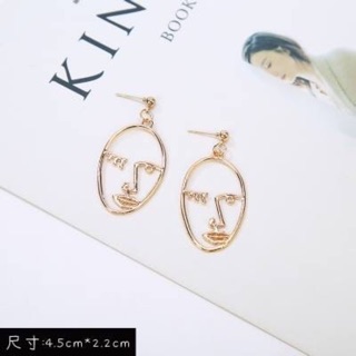 ต่างหูแบบเจาะ 🌈 #A119 💗 gold face earring