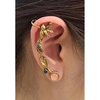 ต่างหูแฟชั่น แบบติดหู แนว ear-cuff สไตล์ ดิออร์ สีทองเหลือง