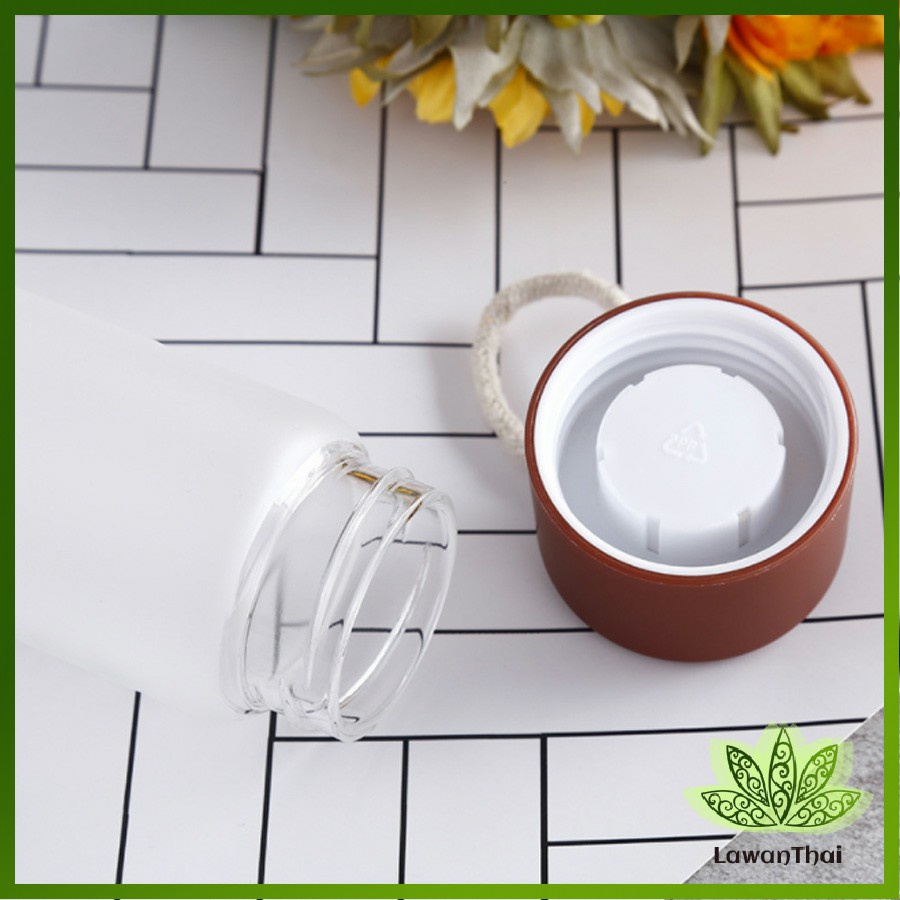 Lawan ขวดแก้วใส่น้ำดื่มพกพา กระบอกใส่น้ำ  350 ml  มีสายคล้องมือ พกพาสะดวก  Portable glass - รูปที่ 4