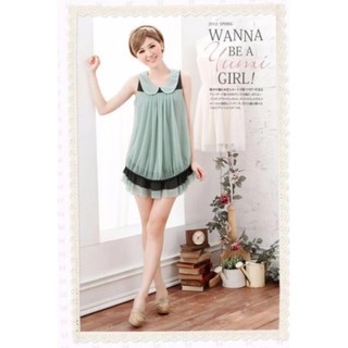 Chiffon Dress เดรสสั้นผ้าSilk light Chiffon ปกบัว แต่งชายกระโปรงน่ารัก มีไซด์ L