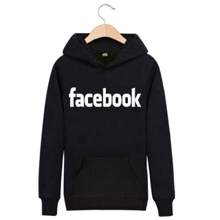 * เสื้อแบบมีฮู้ด สกรีนลาย Facebook(สีดำ)