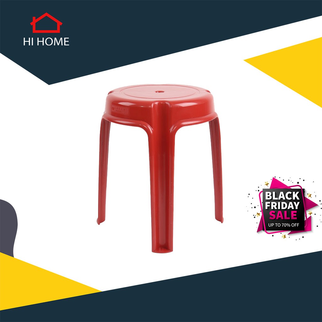 Hihome ส่งไว สินค้ารับประกัน เก้าอี้พลาสติกกลม รุ่น BIG J227789 สีแดง |AB|