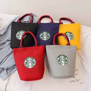 Starbucks กระเป๋าผ้าแคนวาส ทรงกลม ทรงโท้ท สําหรับคุณแม่