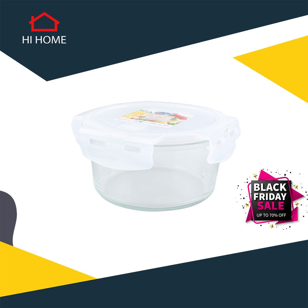 Hihome ส่งไว สินค้ารับประกัน กล่องถนอมอาหาร ทรงกลม 750 ml. รุ่น 608256 Glass |BAI|