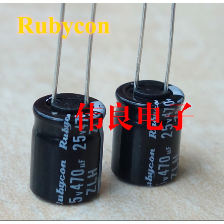470uf 25V zlh series ruby Rubycon ตัวเก็บประจุความถี่สูงความต้านทานต่ํา electrolytic Capacitor นําเข