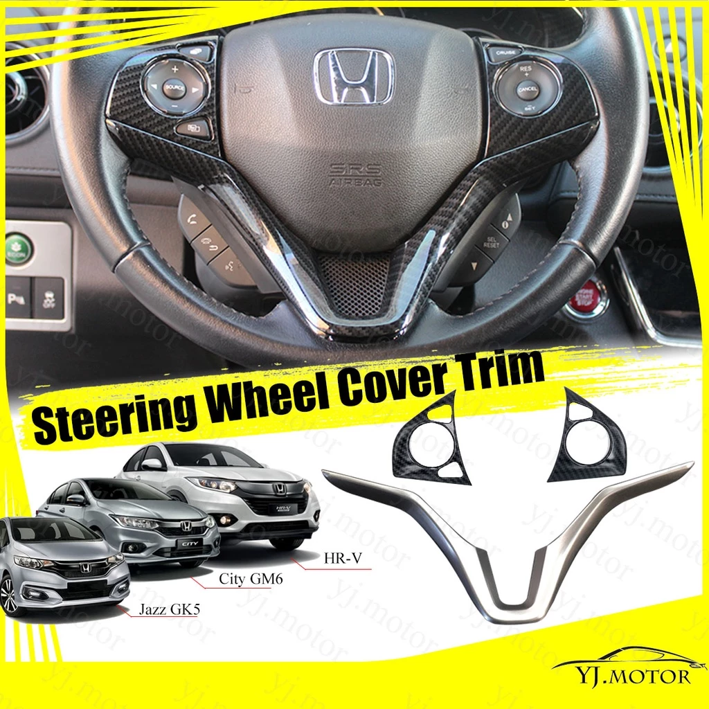 ปลอกหุ้มพวงมาลัยรถยนต์ คาร์บอนไฟเบอร์ สําหรับ Honda HR-V HRV GM6 Jazz Gk5 ปี 2015-2019