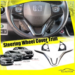 ปลอกหุ้มพวงมาลัยรถยนต์ คาร์บอนไฟเบอร์ สําหรับ Honda HR-V HRV GM6 Jazz Gk5 ปี 2015-2019