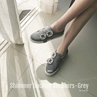 Shimmer Buckles Sneakers - Grey