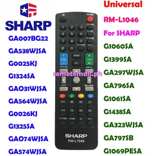 Sharp RM-L1046 รีโมตคอนโทรลทีวี LED LCD GB217WJN1 GA538W GA007BG22 GA538WJSA G0025KJ GA007BG22 G0021KJ G0025KJ G1324SA GAO31WJSA GA564WJSA G0026KJ G1325SA G1339SB GA162SA GA576WJSA G0756 G1342SA GA164SA GA586WJSA G1076PESA