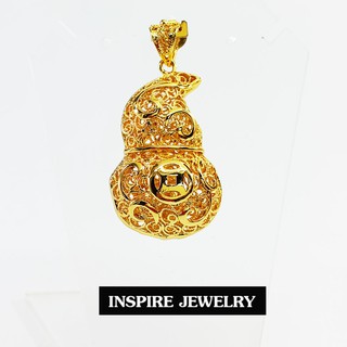 INSPIRE JEWELRY  จี้น้ำเต้าดูดทรัพย์ ด้านหลังเป็นรูปเหรียญจีน สัญลักษณ์ของเงินทอง ขนาด 2.5x4cm.   เตรียมรับทรัพย์