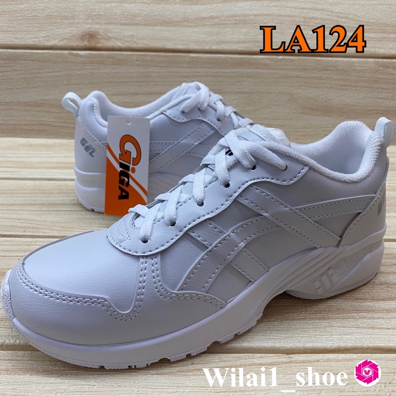 GiGa  LA124 รองเท้าผ้าใบ แบบหนังผูกเชือก สีขาว 35-41
