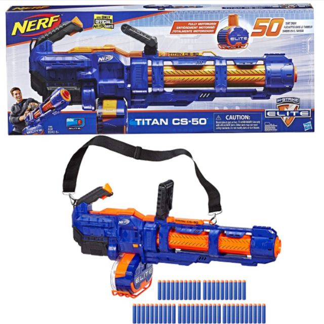 NERF Elite Titan CS-50 Toy Blaster Gun Fully Motorized, 50-Dart Drum