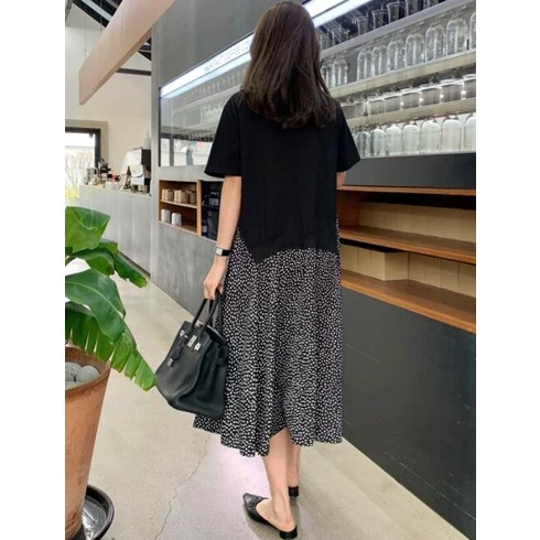 Oladivi Plus ขนาดผู้หญิงเสื้อผ้าแฟชั่นพิมพ์ Patchwork Midi ชุดฤดูร้อนใหม่สบายๆหลวมชุดขนาดใหญ่ Vintage สุภาพสตรีเสื้อผ้าขนาดใหญ่ 853 XL XXL 3XL 4XL 5XL F046 thumbnail 6