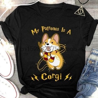 【2022New】เสื้อยืด ลาย My Patronus Is A Corgi T Black Made In Usa สีดํา