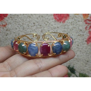 803 กำไลข้อมือพลอยสามสี (ทับทิม นิหร่า หยก ) 02