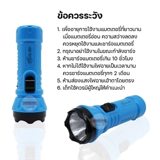ไฟฉายฉุกเฉิน LED ส่องสว่าง ทนทาน มีปลั๊กชาร์จในตัว เอนกประสงค์ ปรับความสว่างได้ 2 ระดับ พกพาสะดวก