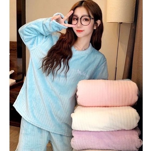 พร้อมส่ง ชุดนอนนาโนผ้านุ่ม รุ่นผ้าร่อง