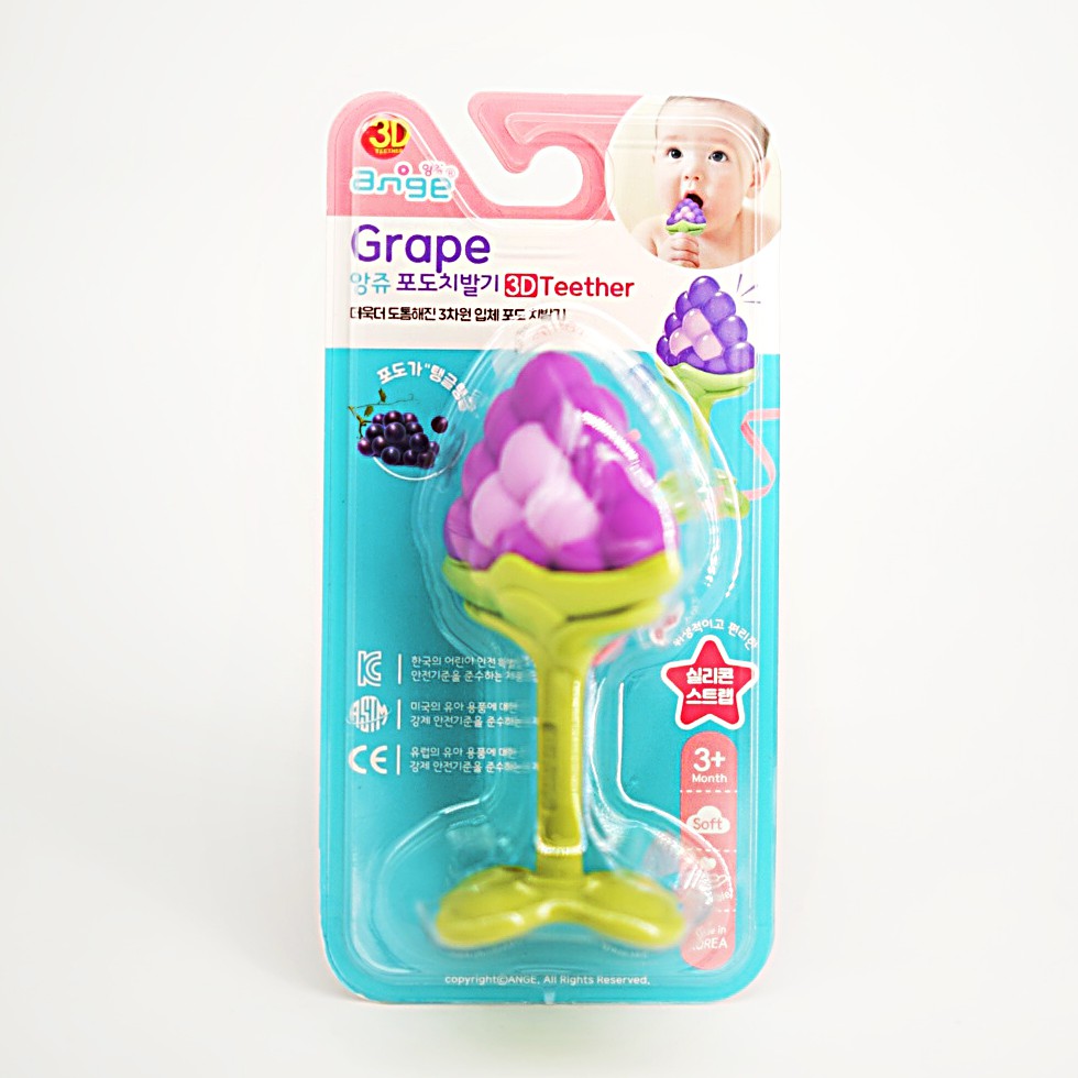 ยางกัดเด็ก ยางกัดอังจู ยางกัดองุ่น3D + คลิปกันหล่น ซิลิโคน ยางกัดเสริมพัฒนาการจากเกาหลี แท้ (มี มอก.)