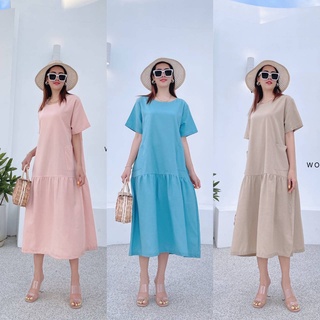 Linen basic dress 💓💙  Woranan Studio presents