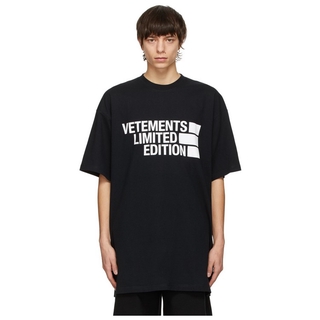 Vetements เสื้อยืดคอก ลมแขนสั้นผ้าฝ้ายสีด ํา 210303