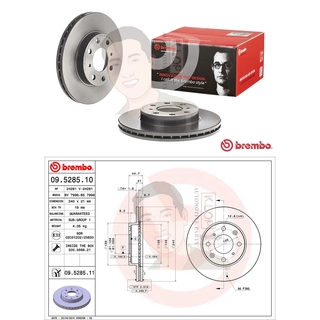 09 5285 11 จานเบรค ล้อ F (ยี่ห้อ BREMBO) รุ่น UV HONDA Brio / Amaze 1.2 ECO ปี 2011-&gt; /HONDA Civic EG 1.3 1.5 1.6 (3d...