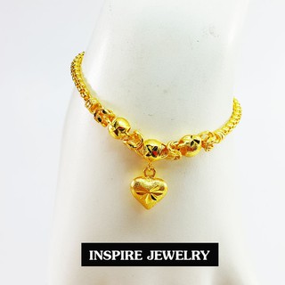 Inspire Jewelry งานจิวเวลลี่ ทองต่อลาย ห้อยหัวใจ งานปราณีต สวยงามมาก แบบร้านทอง ยาว 50cm. พร้อมถุงกำมะหยี่สวยหรู