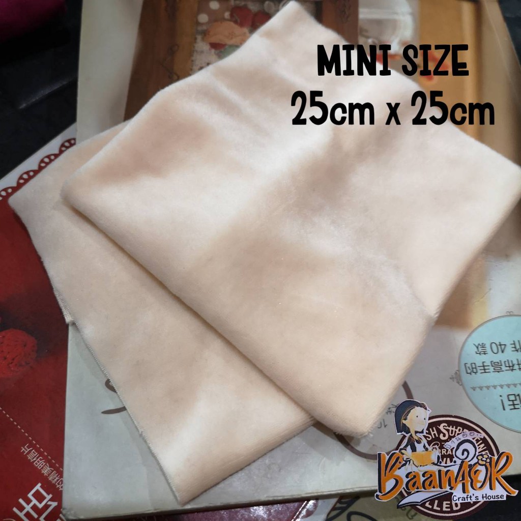 ขนาดจิ๋ว 25cm x 25cm 04KK5203a ผ้ากำมะหยี่ เวอลัว เนื้อหนา นุ่ม หน้าเดียว สีเนื้อส้ม