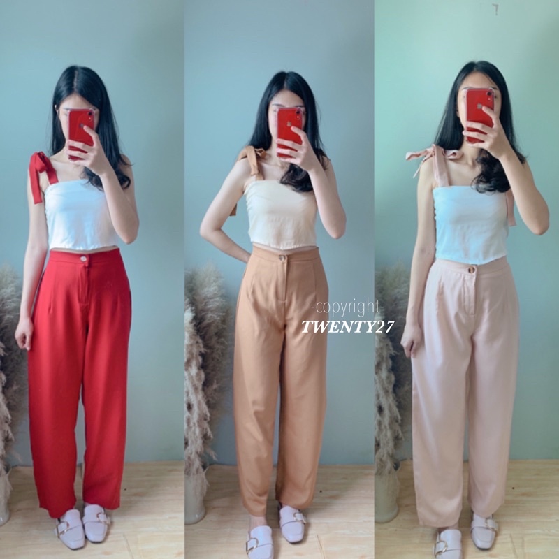 โปร99🚩🥑TWENTY7🥑 ชุดเซทสายเดี่ยวผูกไหล่🎀😍 เซตเสื้อ+กางเกง‼️ได้ทั้งชุด‼️